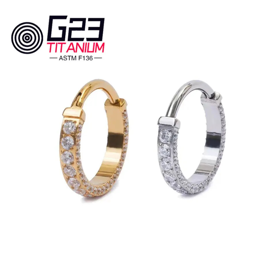 G23 Sterling ASTM F136 Hinge Cliker Open Sex Nose Ring Fashion Lady Piercing Jewelry 250103