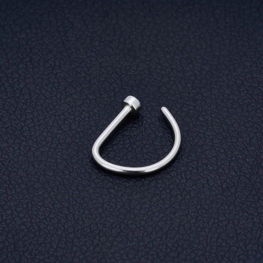 50/100PCS 316L Stainless Steel Letter D Nose Ring Nose Clip Open Ring Mens and Womens Perforated Jewelry Nose Jewelry 250103