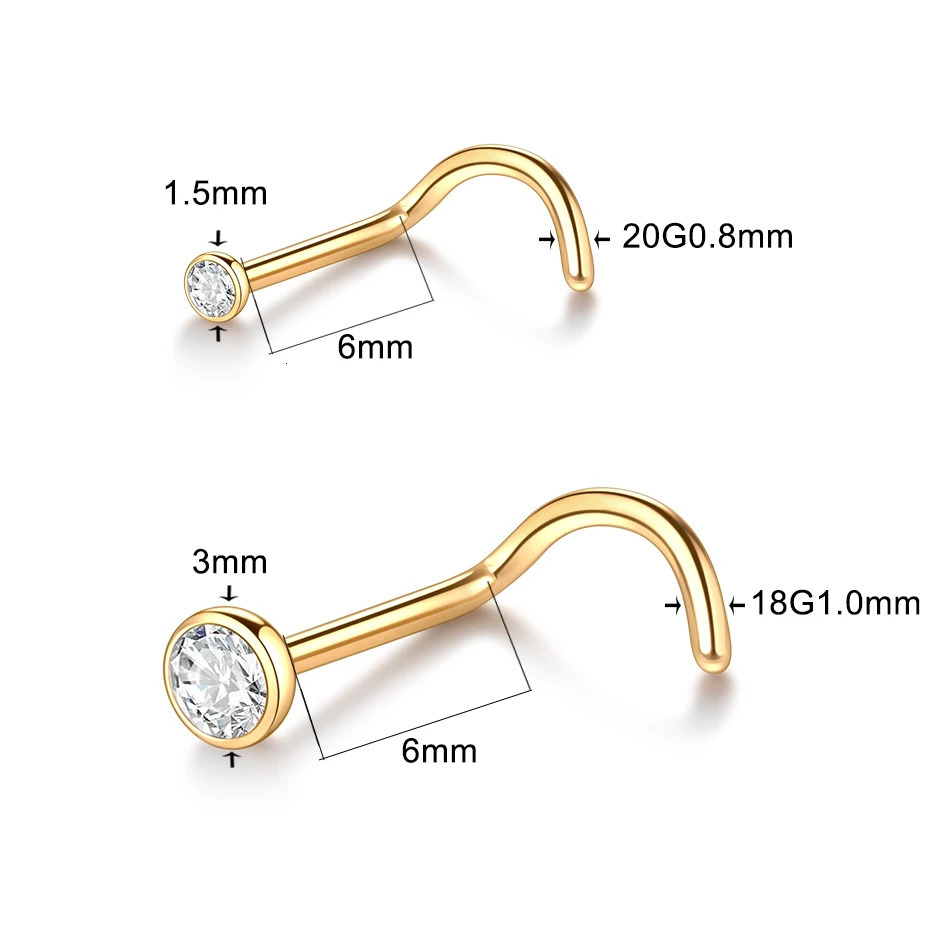 20Pcs/50Pcs Nose Ring Set Nostril Earring Nariz Piercing Women Nose Stud Piercing CZ 1.5/2/2.5/3mm Top Body Jewelry 250103