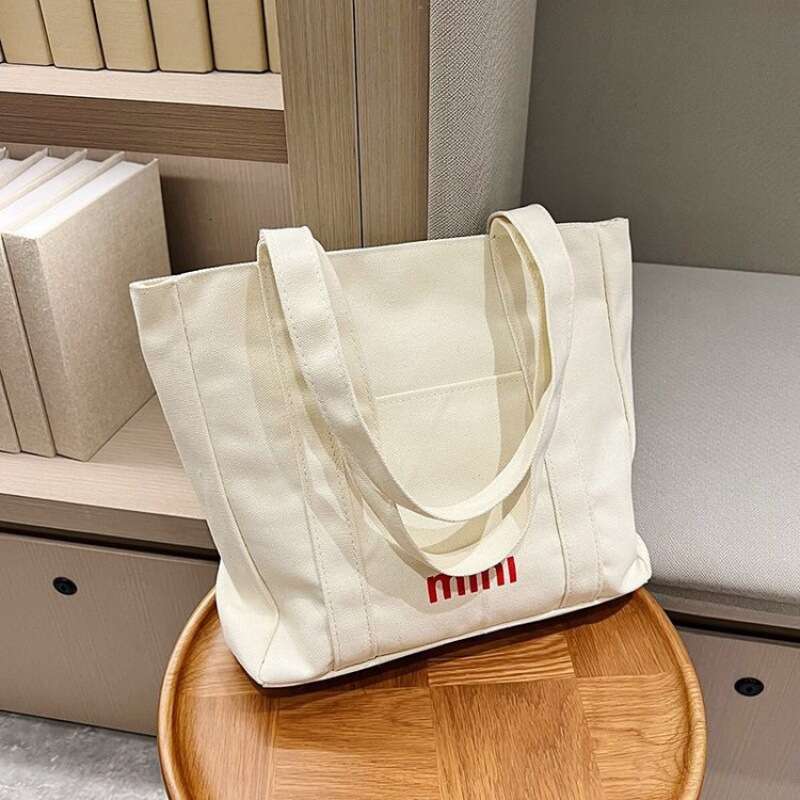 New Canvas Large Capacity Student Tutoring Single Shoulder Women's Stylish Mommy Shopping Handheld Tote Bag