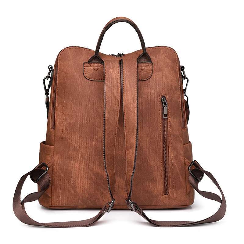 2024 New Fashion Purse For Women Casual 5Colors Vegan Leather Shoulder Bag Ladies Zipper Magnetic Flap Backpack