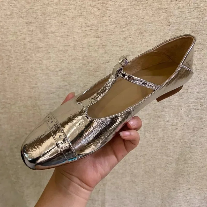 Womens Flat Shoes 2024 Spring and Autumn Square Toe Shallow Buckle Womens Shoes Solid Color Casual Office Lolita Shoes 250106