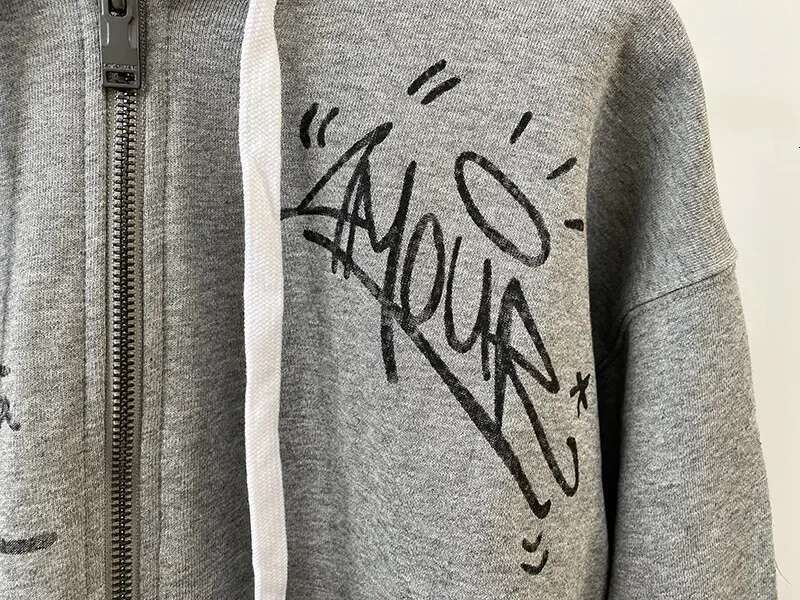 Cotton Hooded Sweatshirt Graphic Letters Print New Sweatshirts Female Long Sleeve Zipper Autumn Winter Women Hoodies