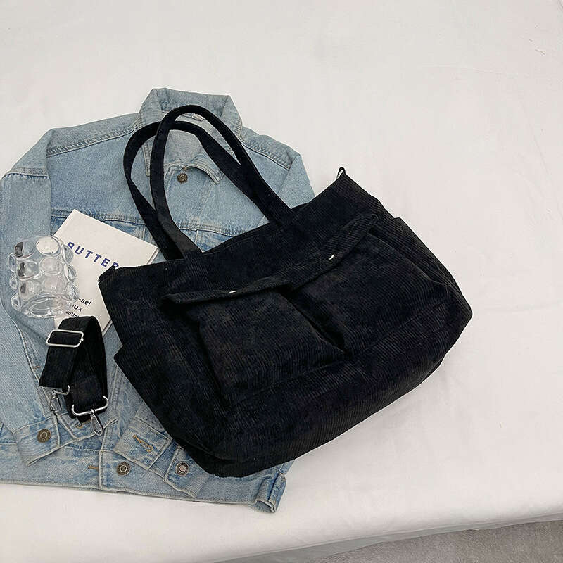 Corduroy Women's Tote Bag, Large Capacity, Autumn And Winter Can Be Slung Diagonally, New Versatile Single Shoulder Class Commuting Bags