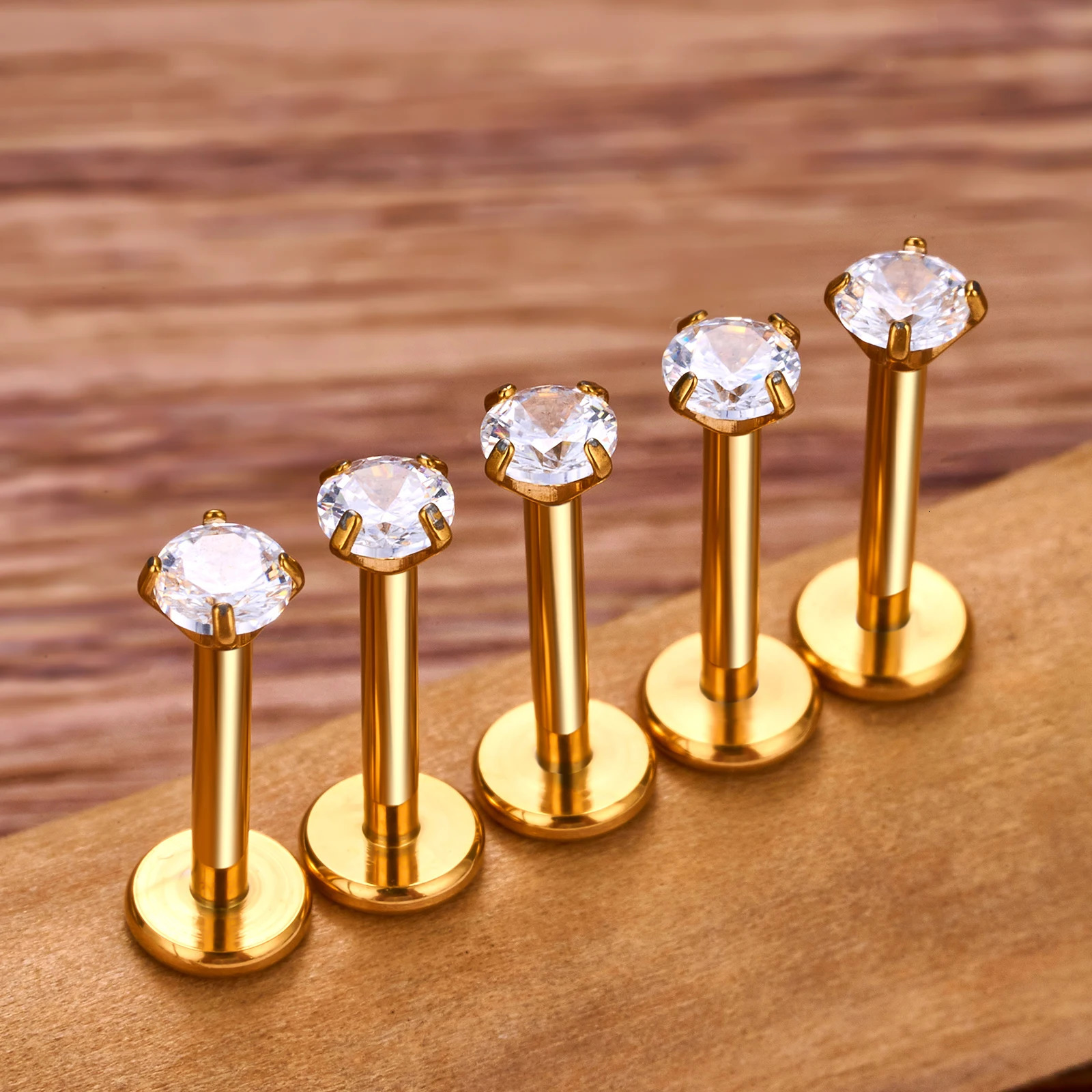 5pcs/lot G23 Threadless Push Pin Labret Stud CZ 16G 18G Cartilage Earring Helix Tragus Nose Stud Lip Piercing Jewelry 250103