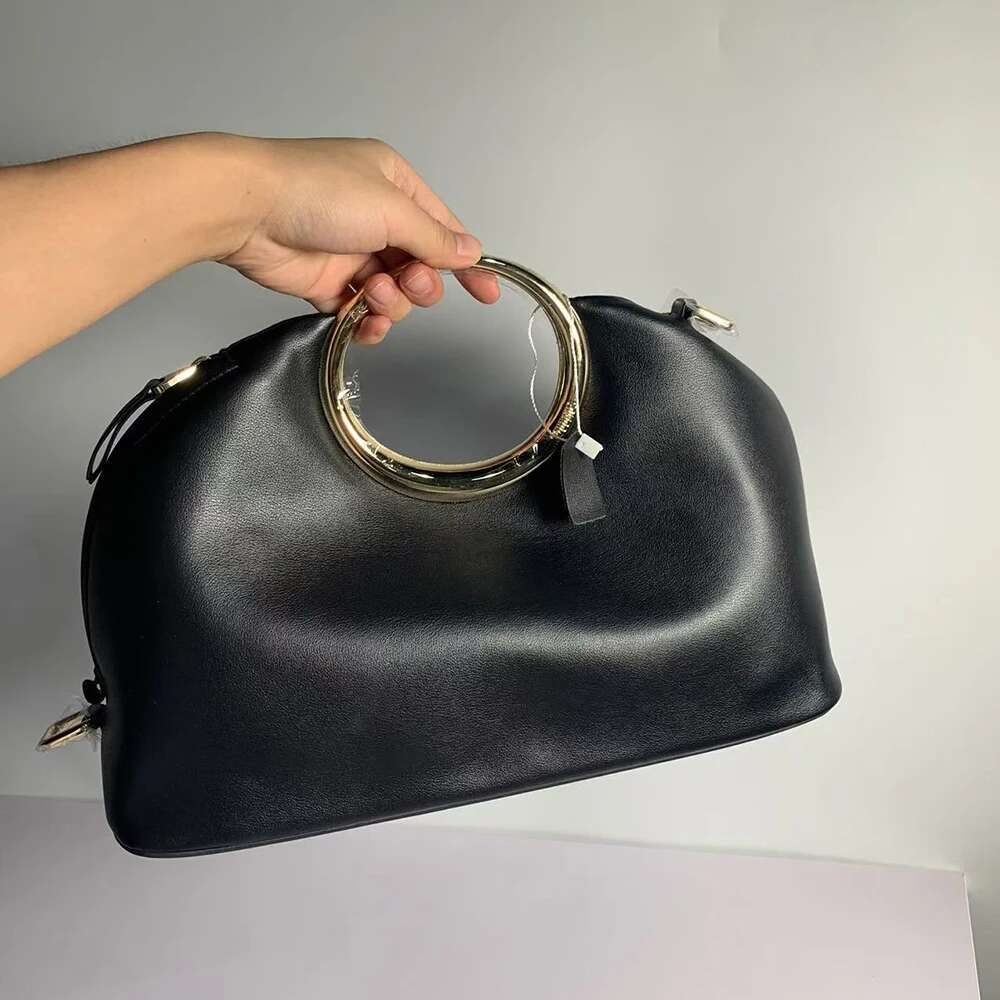 Woman bag city bag First-Layer Cowhide French Retro Genuine Leather Crossbody Bag 2025 Niche Design Hand-Carrying Ring Cloud Women's Handbag