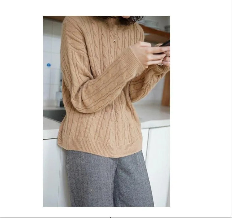 Autumn and winter Cashmere Sweaters Women Long Sleeve ONeck Knitwear Tops 250103