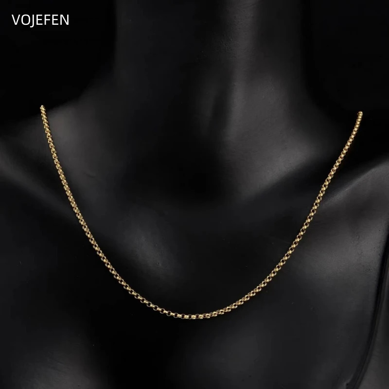 VOJEFEN 14k Gold Chains Necklace er Jewelry Womens Jewelry Au585 Pure Gold Necklaces Accessories Gifts For Women 250106