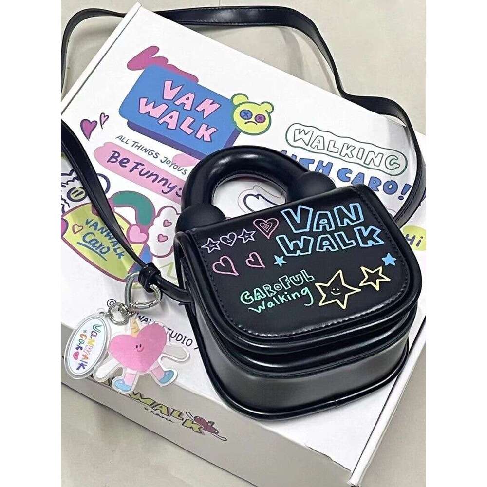 2025S Designer S New Model Mini Cute And Fashionable Cartoon Graffiti For Women Spring Summer New Korean Edition Student Crossbody Tote Bag Tide