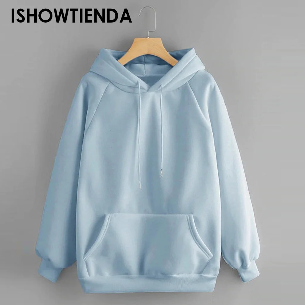 Womens Pullover Sweatshirt Pink Blue Oversized Hoodies Women Pullover Pocket Loose Cotton Hoodies Fall Winter Female Top 250106