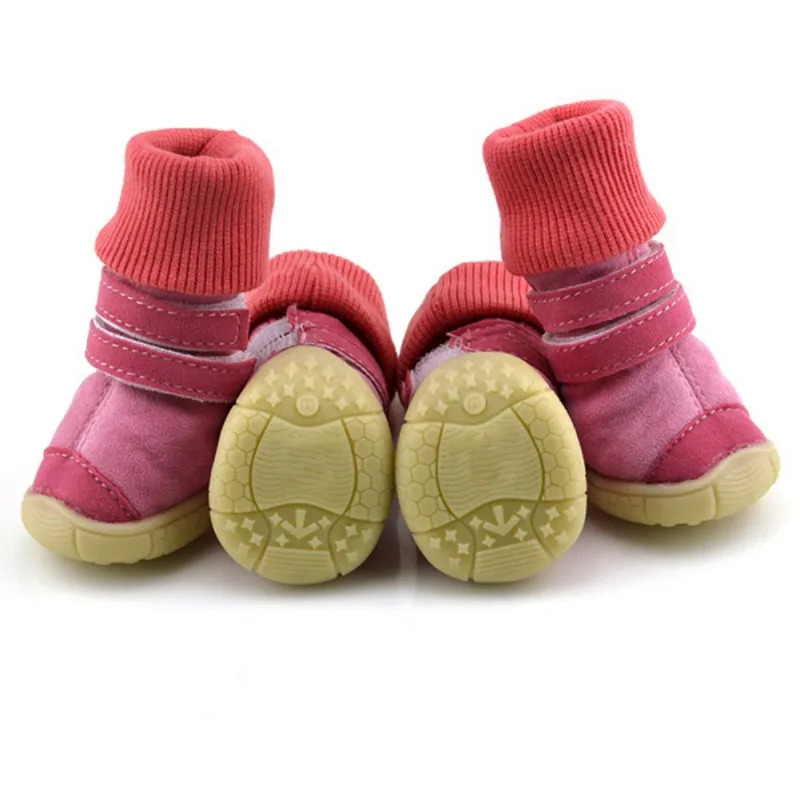 4pcsset Pet Dog Puppy Winter Warm Snow Boots Casual Dog Shoes Pet Slip-Resistant Shoes Teddy Comfortable Cotton-Padded Shoes 250106