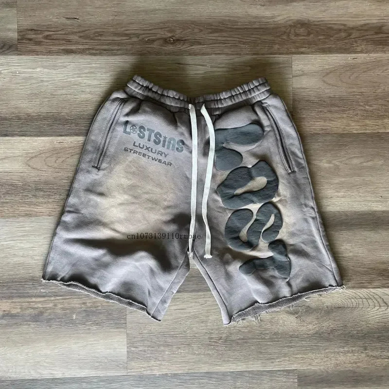 Foam Embroidered Shorts Loose Casual Shorts Men Women Spring Summer Ins Net Red Sense Y2k Letters Five Part Pants 250103