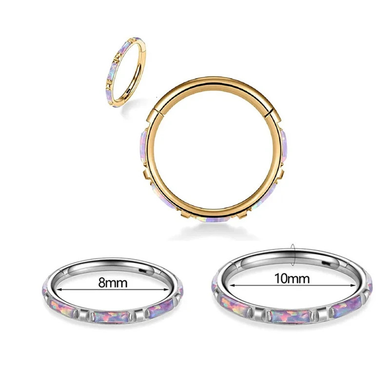 F136 Nose Ring Opal Hinged Septum Clicker Segment Ear Tragus Cartilage Helix Daith Lip Nose Sutd Body Piercing Jewelry 250103