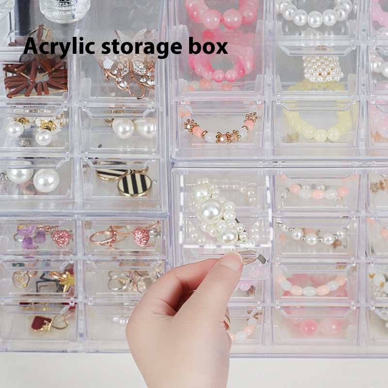 Transparent jewelry box earrings earrings jewelry storage box beads necklace beads nine lattice storage box