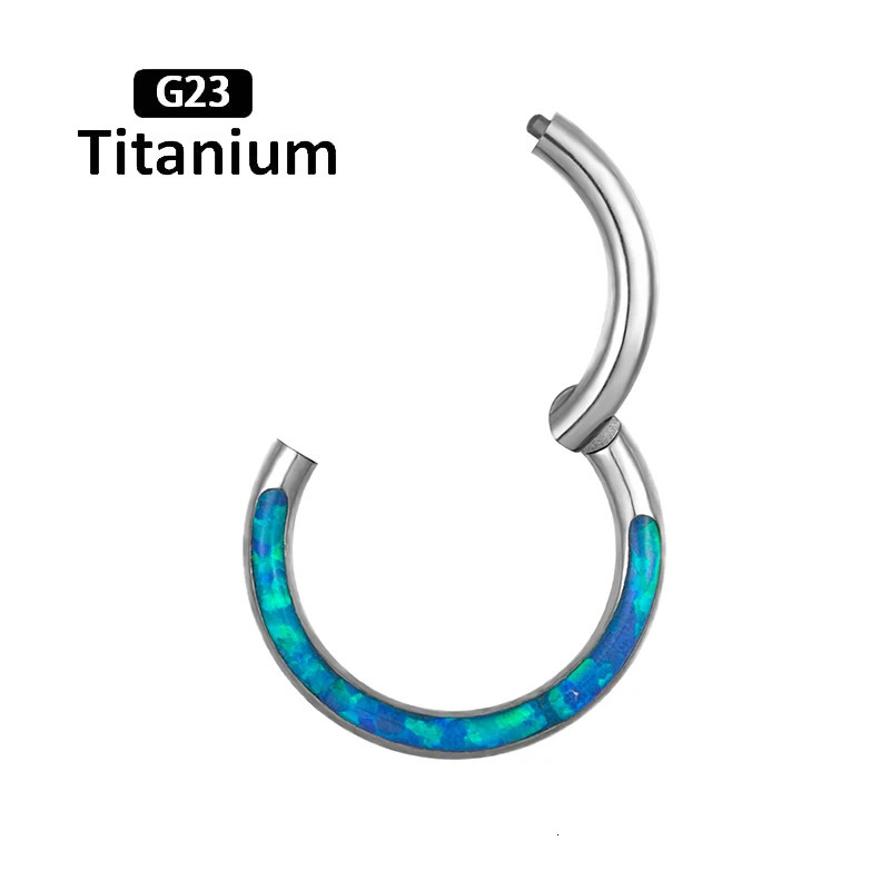 1Pc G23 6-12mm Opal Nose Ring Hoop Septum Clicker Hinged Segment Ear Cartilage Tragus Helix Lip Piercing Body Jewelry 250103