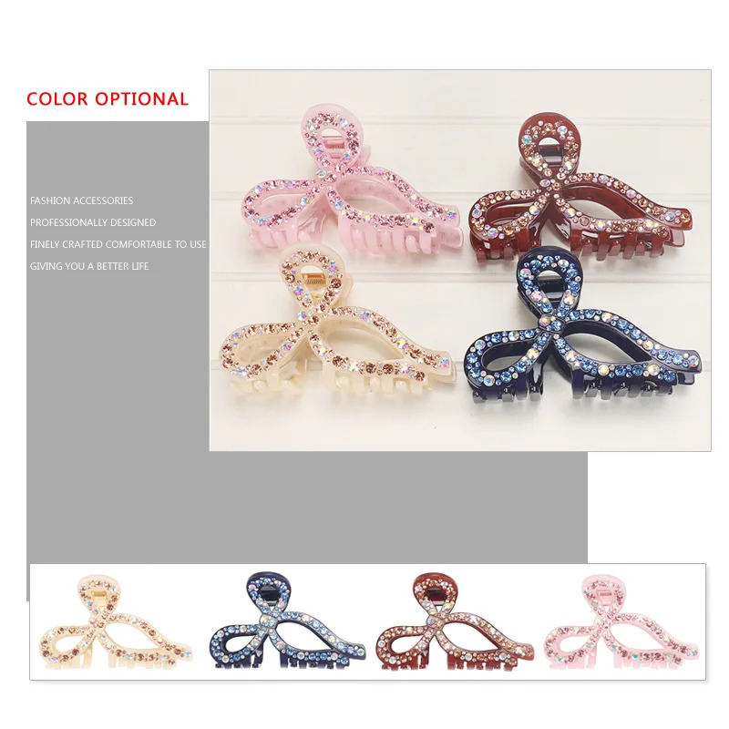 Rhinestones Hair Jewelry Ornament Accessory for Women Girls Charms Hair Claw Clip Ponytail Holder for Business Travel 250106