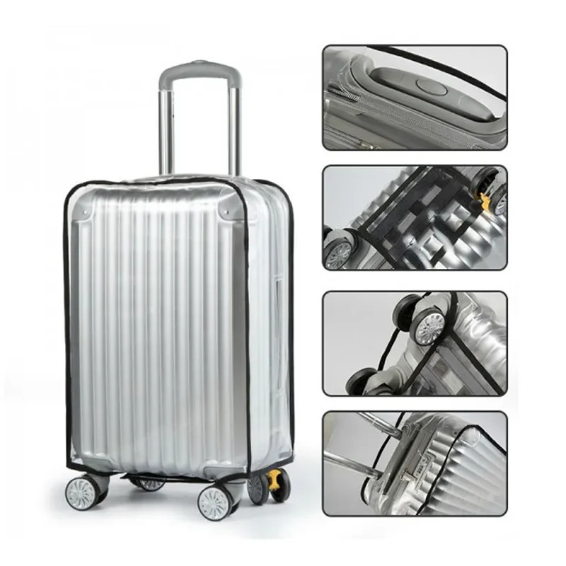 Luggage Cover Transparent PVC Luggage Covers Waterproof Trolley Suitcase Dust Cover Dustproof Travel Organizer Accessories 250103ww