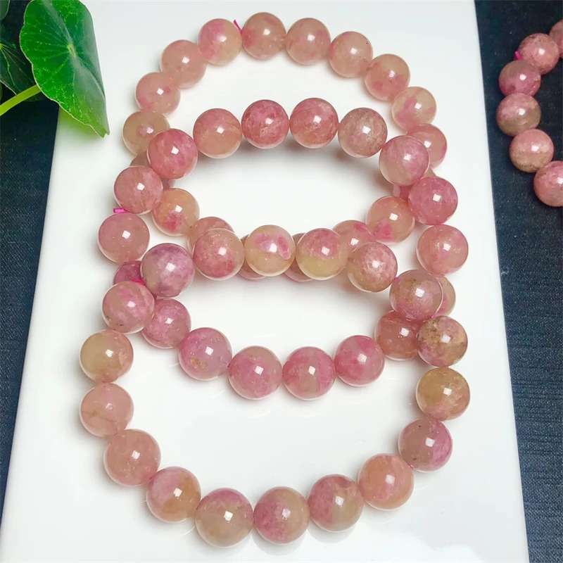 Natural Rhodonite Bracelet Handmade Round Beads Bracelets Couple Energy Yoga Bracelet Men Women Jewelry 1pcs 10/12MM 250102