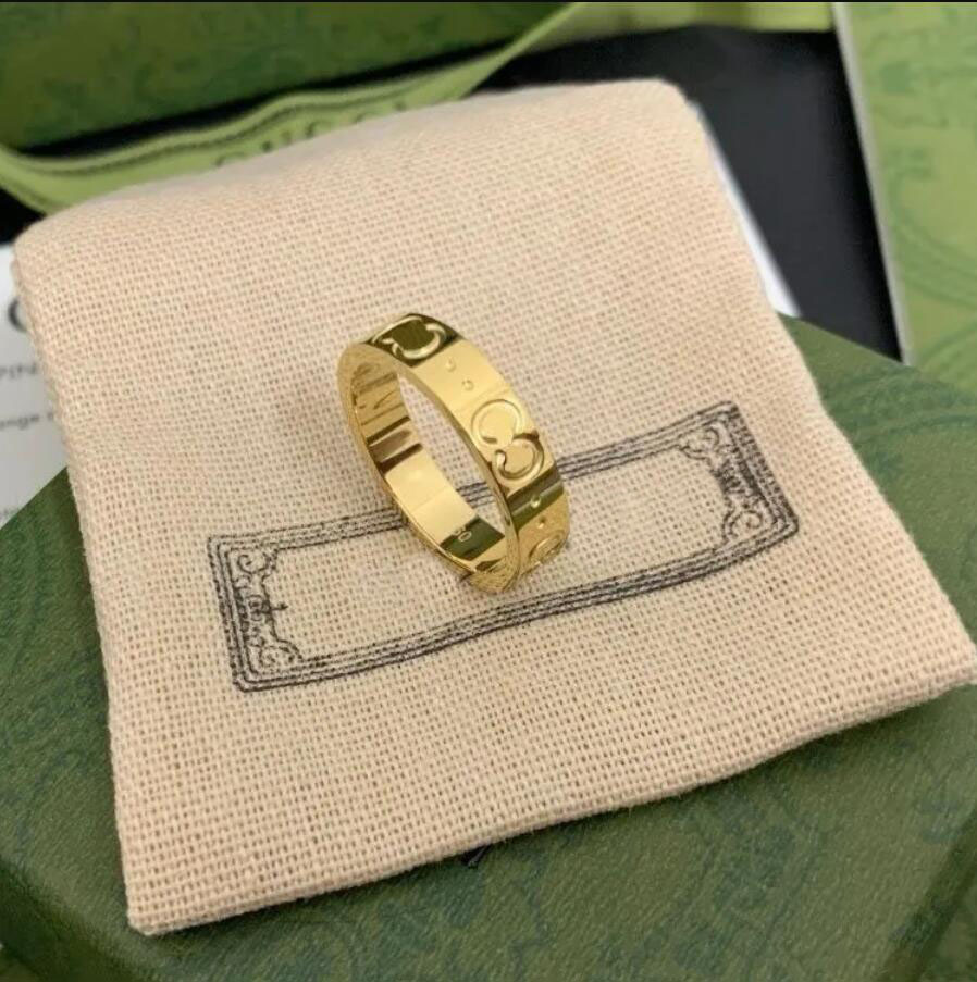Popular Fashion Designer Ring For Mens Titanium Steel Silver Rings Engagements For Womens Jewelry Luxurys Love Letter Plated With box gift