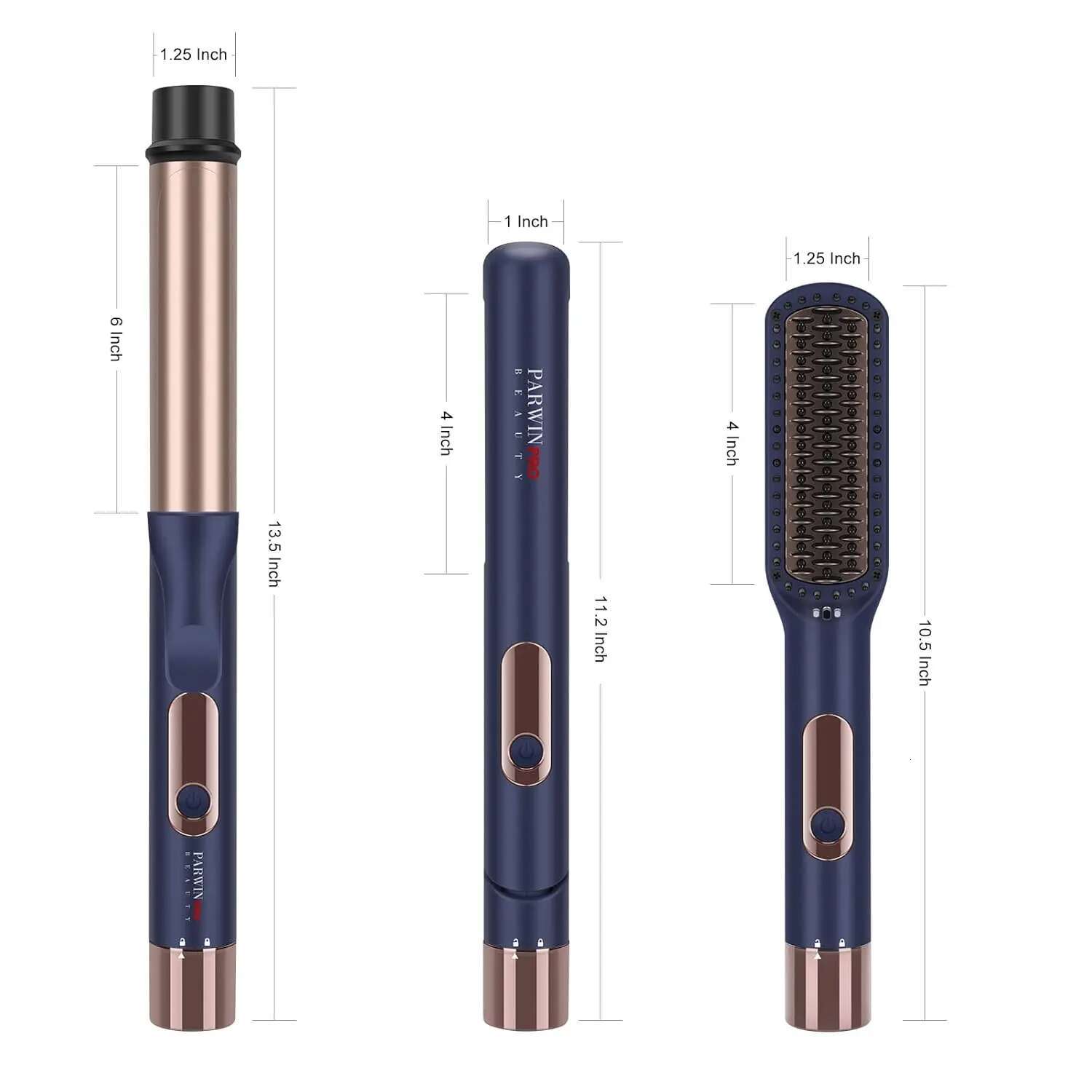 Flat Iron, 1.25'' Curg Iron Hair Straightener Brush with Detachable Power