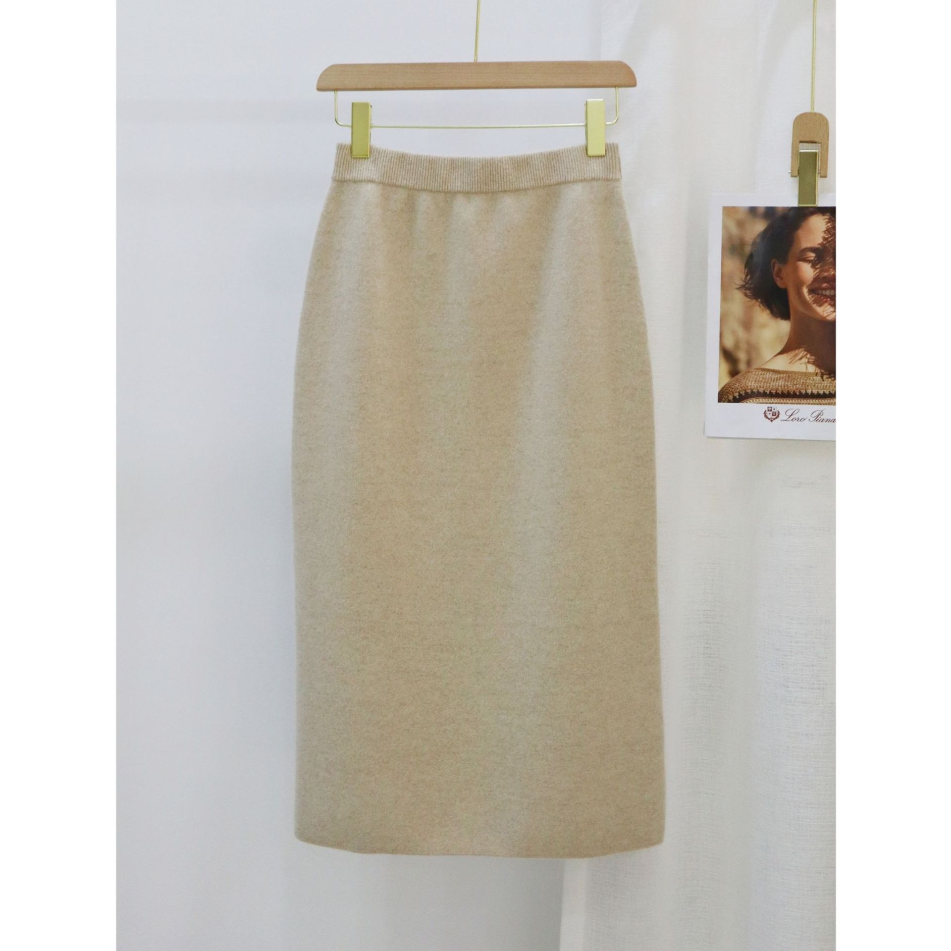 M3135 Thickened pure cashmere knitted skirt for women with elastic waist, comfortable, warm and versatile pure cashmere skirt