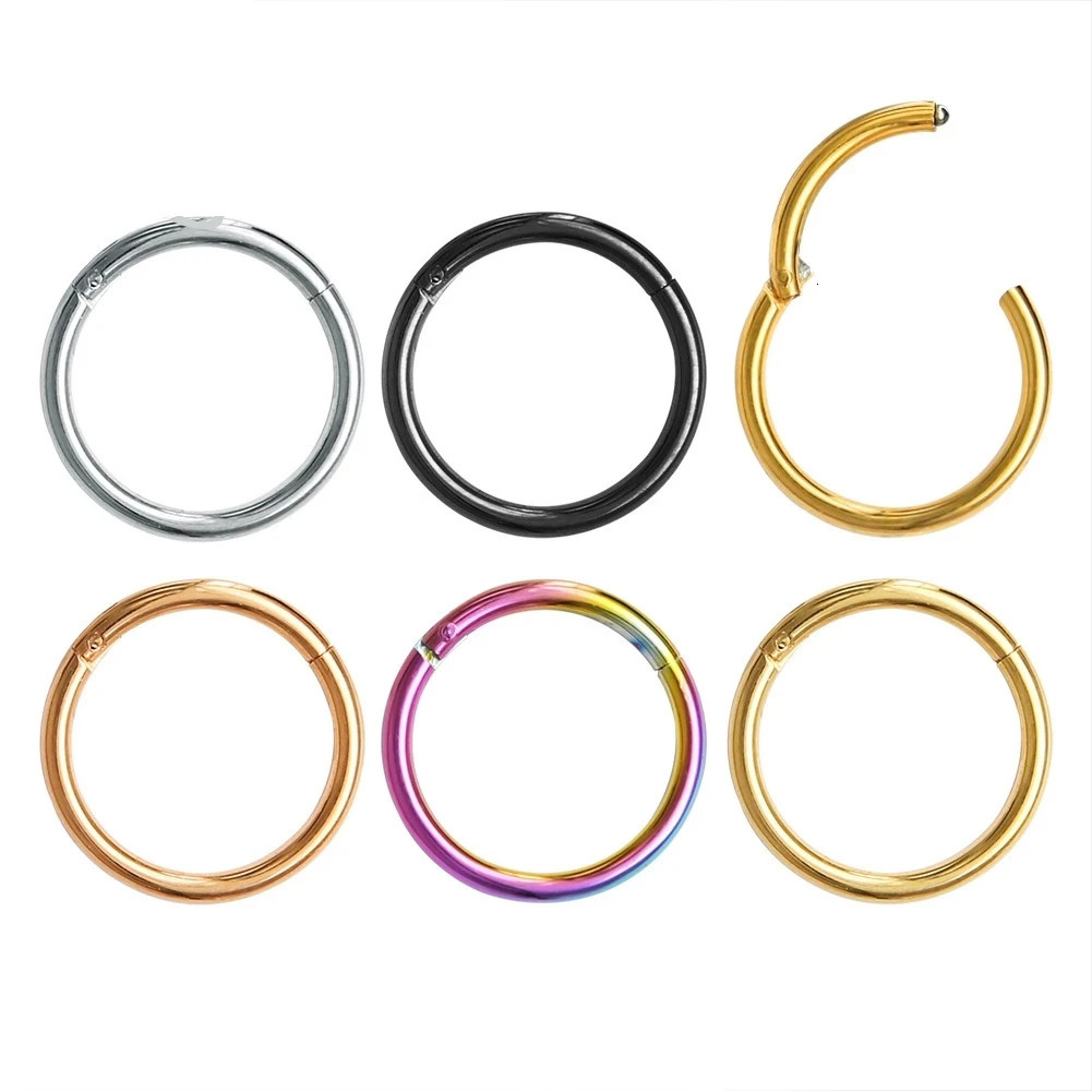 60Pcs 6/8/10/12mm Steel Small Nose Rings Stud Mixed Color Body Clips Hoop For Women Men Cartilage Piercing Punk Jewelry 250103