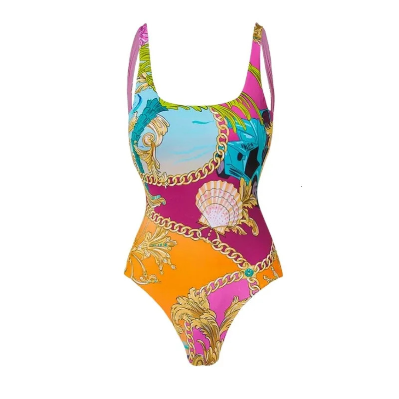 Round Neck Shell Printed Swimsuit Sarong Clearance Wholesale 1 Pc 250106