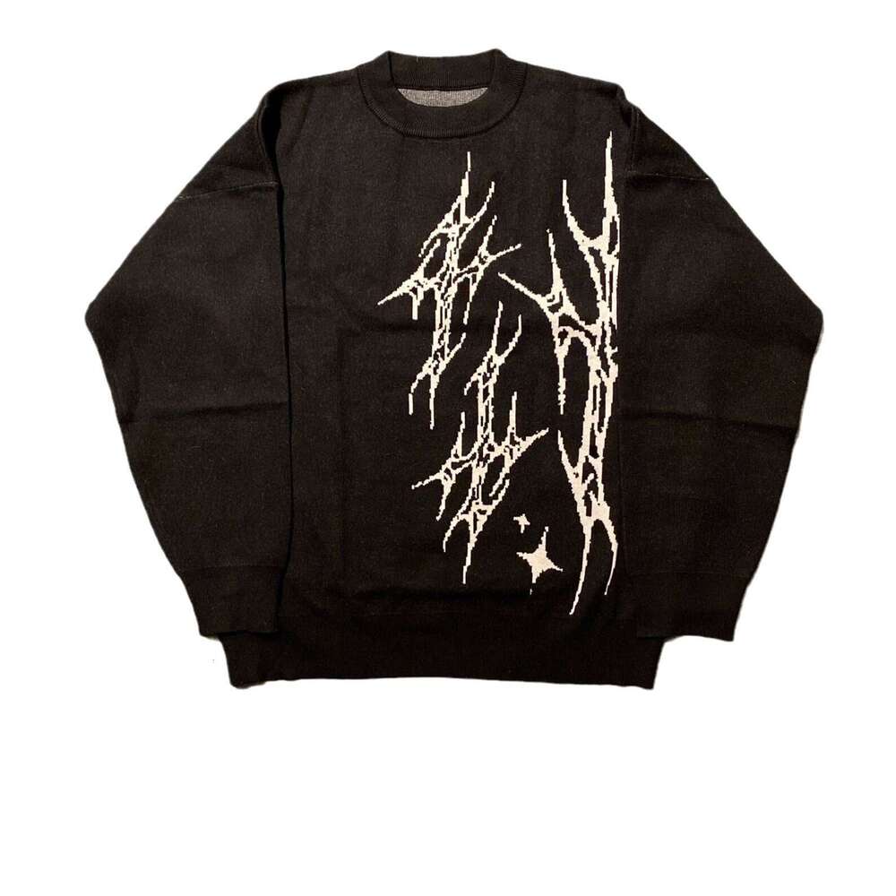 Knitwear Anime Jacquard Pattern Round Neck Long Sleeve High Street Loose Sweater y2k Style