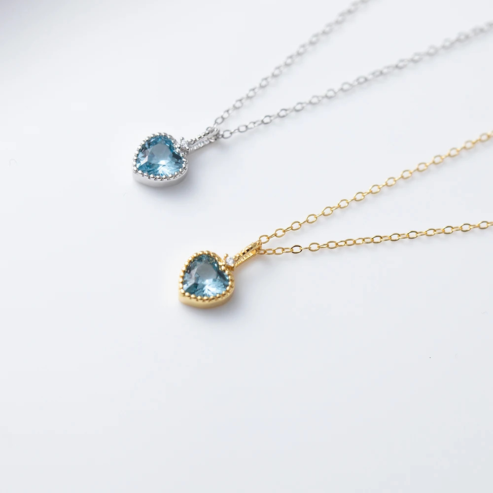 CCFJOYAS 100% 925 Sterling Silver Sapphire Heart Earrings Necklace Set for Women Simple INS Wedding Fine Jewelry Set 250102