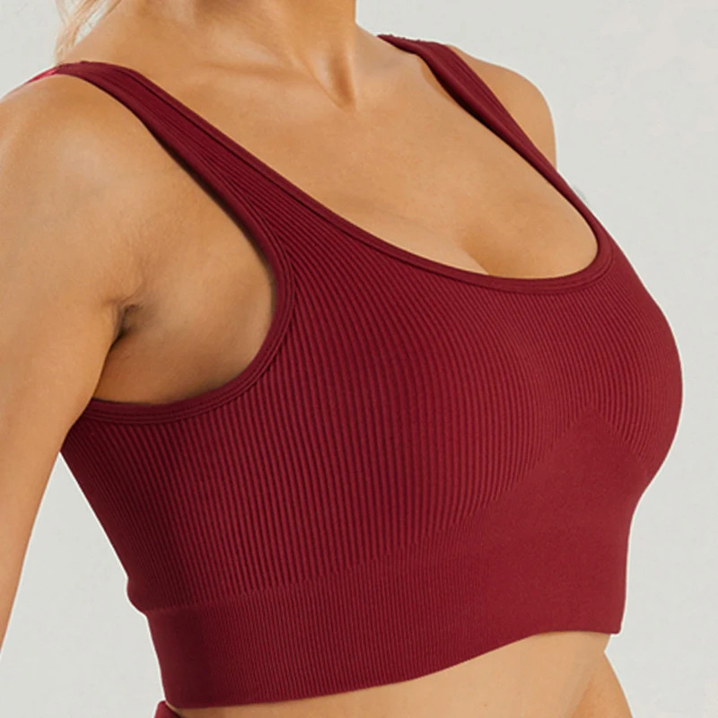 Seamless Sports Bra Woman Fitness Yoga Running Vest Push Up Crop Top Padded Underwear Female Cropped Shockproof Tank Tops 250106