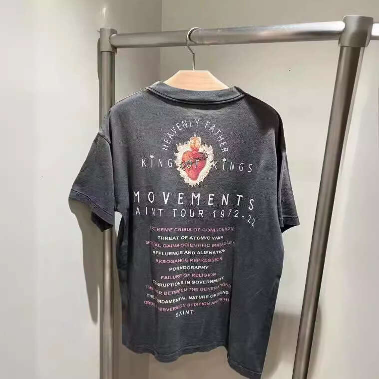 New Washed Old Eye Pattern Printed T-shirt for Men's Couples Loose Short sleeved Summer