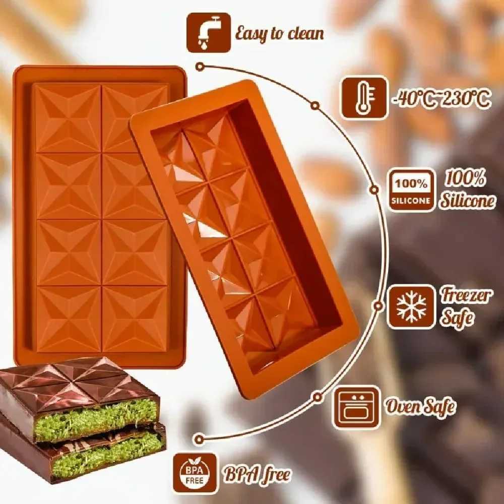 1 set of deep chocolate bar molds with 10 bags thick Dubai chocolate molds used for filling bars pistachios chocolate M250106