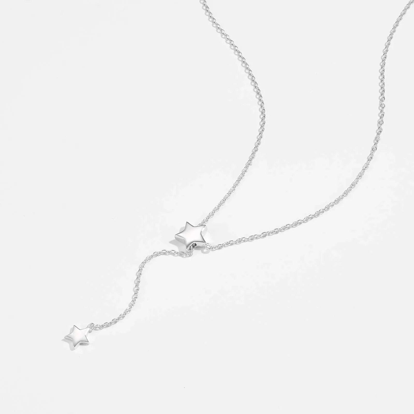 ANDYWEN 925 Sterling Silver Gold Plain Star Pendant Adjustable Chain Slide Necklace 2024 Women Fine Jewelry 250106