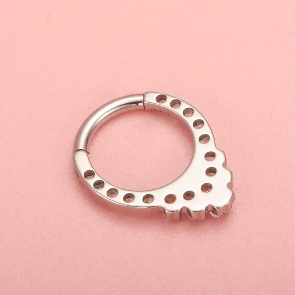 G23 Septum Ring 5A Square Zircon Nasal High Brightness Punk Tragus Piercing Jewelry for Men and Women Earrings 250103