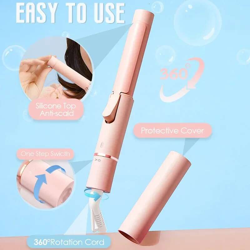 NOVUS 25MM Portable Travel Electric Mini Curler Curg Iron Fast Heating Tourmae Ceramic Wavy Tong Hair Styg Tool