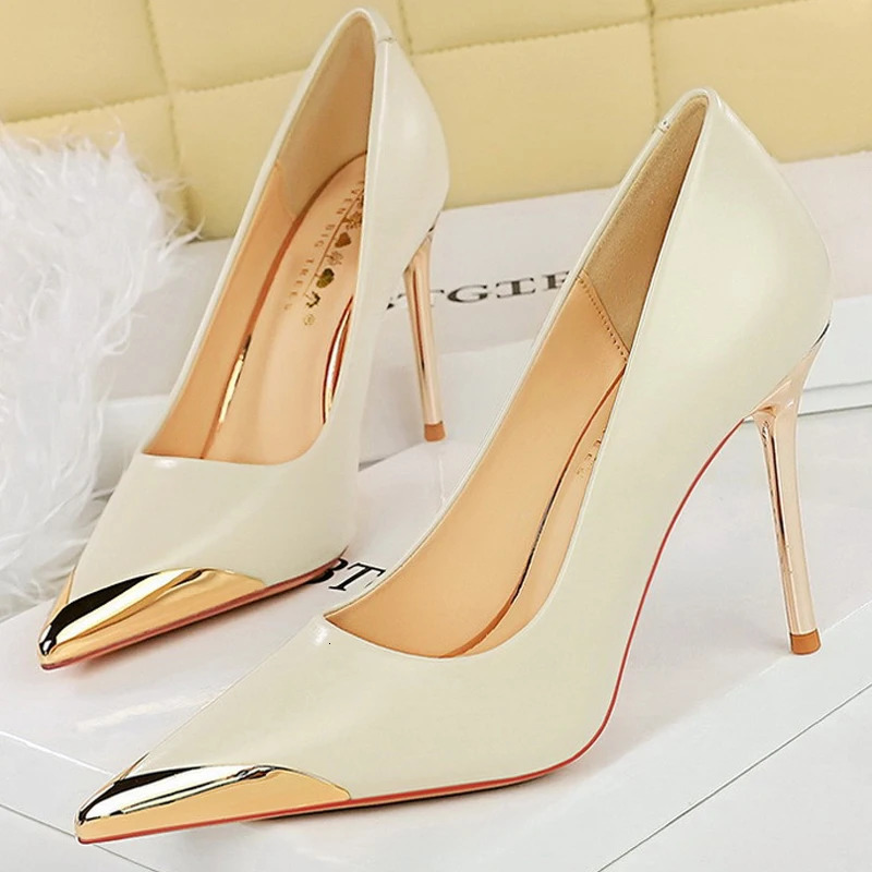 BIGTREE Shoes Retro High Heels Metal Pointed Tip Women Pumps Stiletto 9.5 Cm And 4.5cm Heels Sexy Party Shoes Office Shoes 250103