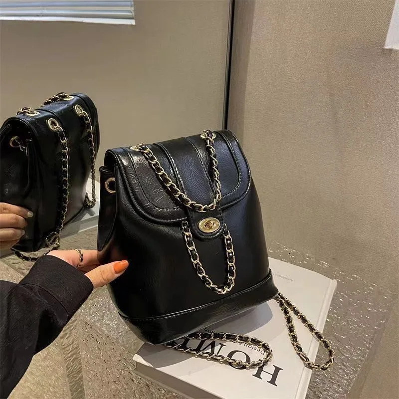 Mini Backpack Womens Korean Version Large-capacity Rhombic Chain Backpack Small Fragrance College Student Backpack Trendy 250102