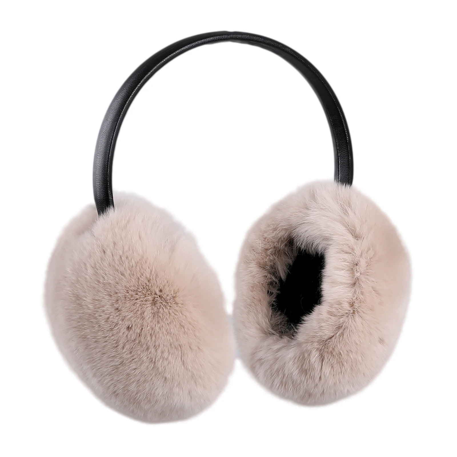 BOONJOVIA Adjustable Real Rex Rabbit Fur Earmuffs Soft Warm Ear Muffs for Winter Women Men Velvet Lining Ear Warmers 250106