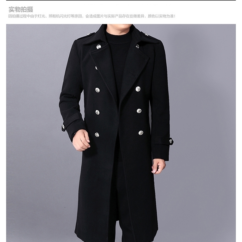 Long dust coat Men Winter Warm Trench Woolen Cloth Coat Mens Double Breasted Slim Casual Jackets Solid Business Outwear 241220