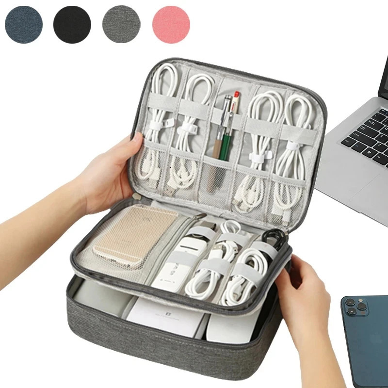 Travel Cable Bag Waterproof Digital USB Charger Storage Portable Office Charging Line Wire Organizer 241226