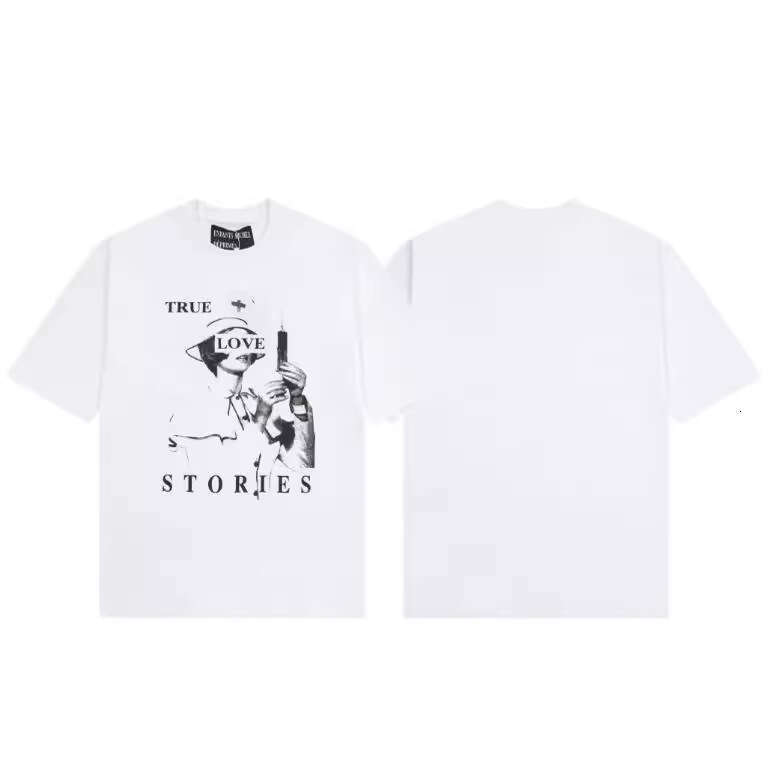 New Melancholic Rich Second Generation Alphabet Portrait Printed Loose Casual Short sleeved T-shirt Brand Men's and Women's Trendy