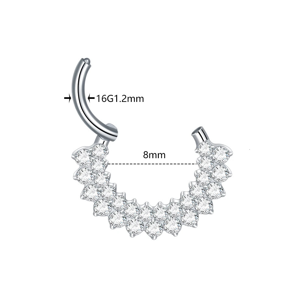 1PC ASTM F136 16G CZ Hinged Clicker Segment Hoop Ring CZ Daith Tragus Earring Septem Ear Nose Piercing Body Jewelry 250103