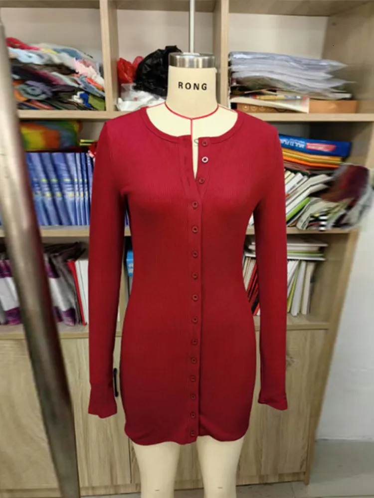 Sexy mini dress womens elegant O-neck single chest full sleeve womens dress 2025 spring/summer fashion womens party vest 250103