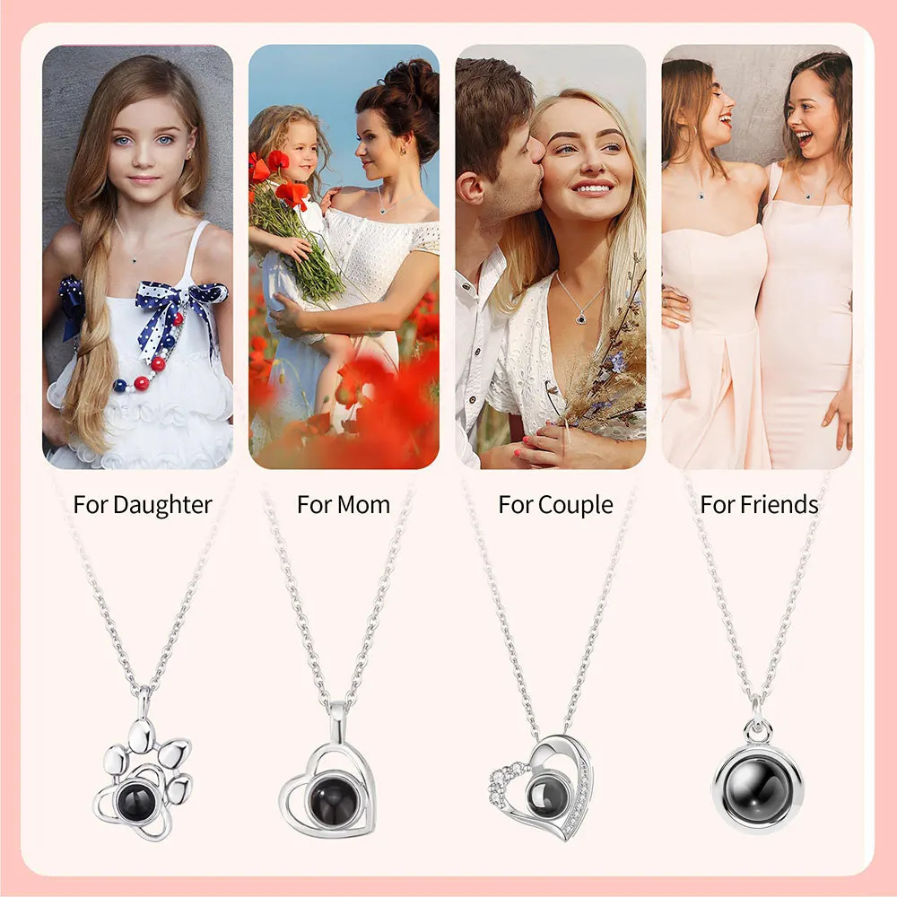 Custom Po Projection Necklace with Po Inside Cat Dog Paw Pendant Projection Po Necklace with Po Projection 250106