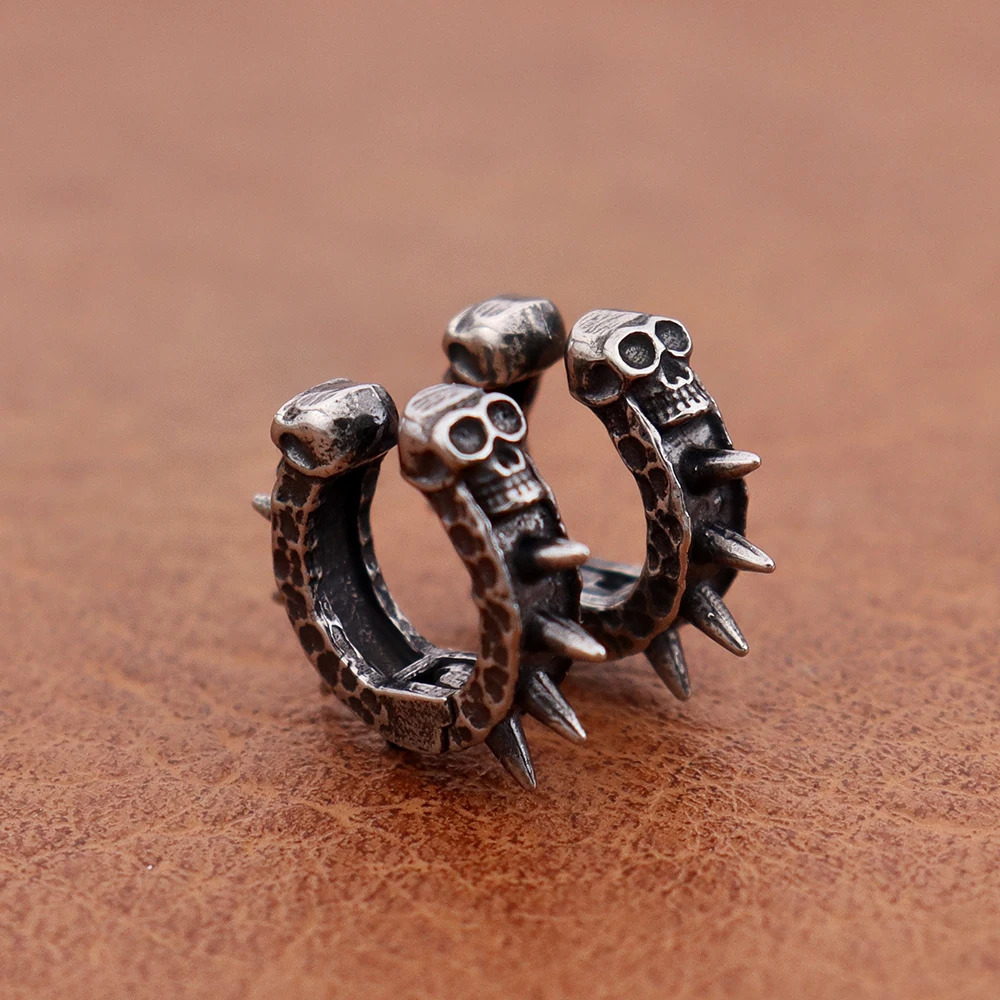 Fashion Charm Skull Ear Clip Piercing Earring for Women Men Stainless Steel Gothic Skeleton Clip Earring Jewelry Wholesale 250103