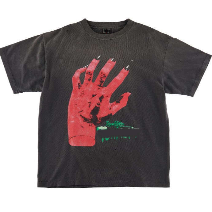 New hip-hop fashion brand washed old graffiti loose versatile round neck short sleeved T-shirt for both men and women