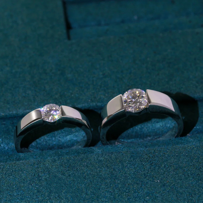 Onelaugh 1CT Couple Ring Women Men 925 Sterling Sliver D VVS1 Wedding Engagement Solitaire Diamond Ring 250103