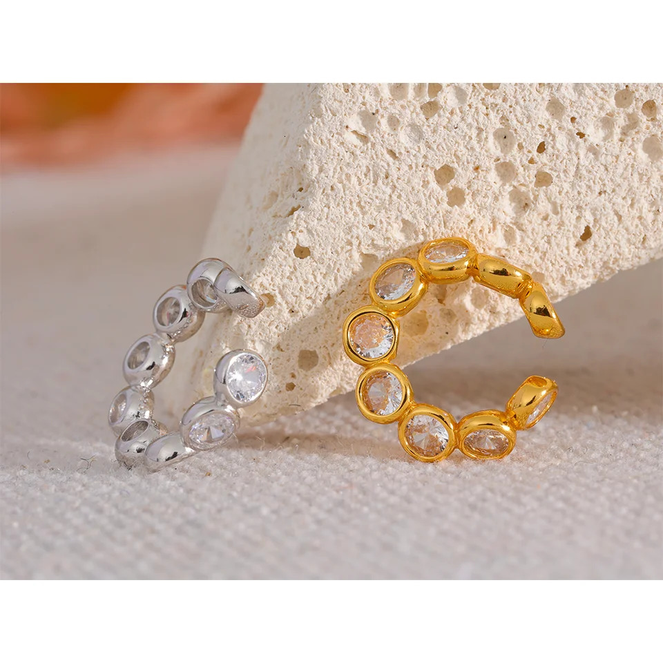 Yhpup 1PC Sterling Silver 925 Cubic Zirconia Earrings for Women High Quality Non-Piercing Clip-on Ear Bones Chic Jewelry Gift 250103