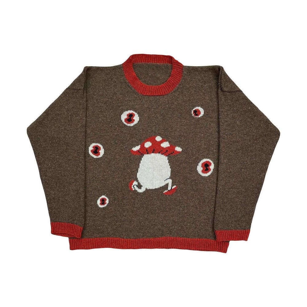 Knitwear Anime Jacquard Pattern Round Neck Long Sleeve High Street Loose Sweater Cute Style