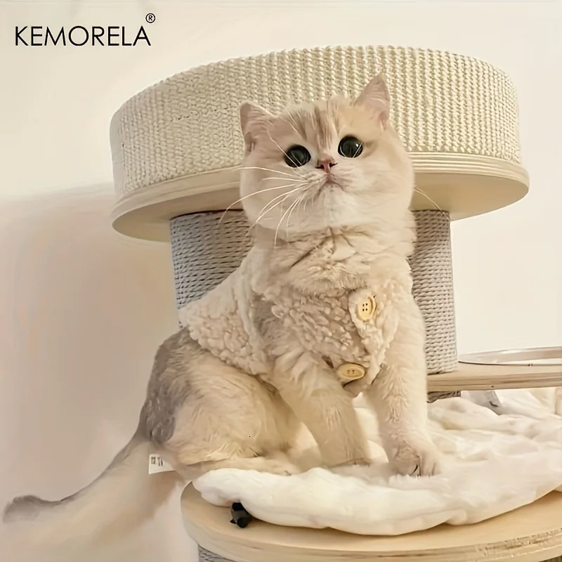 KEMORELA Cute Warm Cat Vest Lamb Wool Cat Clothes For Autumn And Winter Pet Clothing For Cats And Dogs 250106